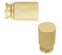 Keypak 10 Pack Small Brushed Brass Knurled Cabinet Knobs - Modern Drawer Pull Handles For Kitchen Cabinets & Cupboards