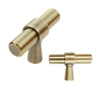keypak 10 Pack Smooth Cabinet T-Bar Knobs, Antique Brass - Modern Drawer Pull Handles for Kitchen Cupboards, Wardrobe Doors, Dresser