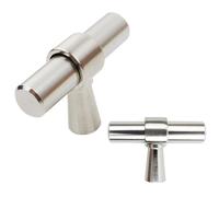 keypak 10 Pack Smooth Cabinet T-Bar Knobs, Satin Nickel - Modern Drawer Pull Handles for Kitchen Cupboards, Wardrobe Doors, Dresser