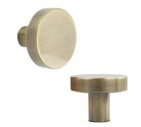 Keypak 10 Pack Smooth Round Cabinet Knob Antique Brass - Drawer & Cupboard Pull Handles For Kitchen Cabinets & Cupboards