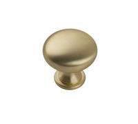 Keypak 10 Pack Smooth Slim Cabinet Knob 30mm Brushed Brass - Modern Drawer & Cupboard Pull Handle For Kitchen Cabinets