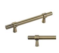 keypak 10 Pack Smooth T-Bar Cabinet Handles, 96mm Hole Centres, Antique Brass - Modern Drawer Pulls for Kitchen Cupboards, Wardrobe Doors, Dresser