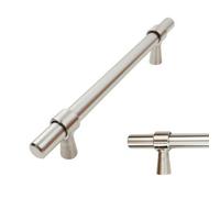 Keypak 10 Pack Smooth T Bar Pull Handle 128mm Hole Centre Satin Nickel - For Modern Kitchen Drawer & Cabinet Use
