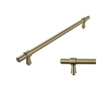 Keypak 10 Pack Smooth T Bar Pull Handle 224mm Hole Centre Antique Brass - For Kitchen Cabinets, Drawers, Modern Style
