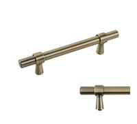 Keypak 10 Pack Smooth T Bar Pull Handle 96mm Hole Centre Antique Brass - Modern Cabinet & Kitchen Drawer Fittings