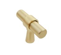 Keypak 10 Pack Smooth T Pull Handle Set 50mm Brushed Brass - Modern Cabinet & Drawer Handle For Kitchens