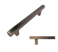 keypak 10 Pack Square T-Bar Cabinet Handles 128mm Hole Centre - Antique Brass - Modern Drawer & Cupboard Pulls for Kitchen Cabinets & Furniture