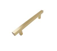 Keypak 10 Pack Square T-Bar Cabinet Handles 128mm Hole Centre - Brushed Brass - Modern Drawer & Cupboard Pulls