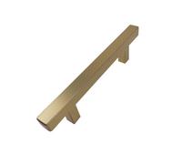 Keypak 10 Pack Square T-Bar Cabinet Handles 96mm Hole Centre - Brushed Brass - Modern Drawer & Cupboard Pulls