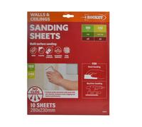 Keypak 10 Pack Wall & Ceiling Sanding Sheets 280mm X 230mm - 180/240 Grit For Wood, Plaster, Paint & Lacquered Surface