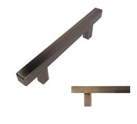 keypak 10 Pk Square T-Bar Cabinet Handles 96mm Fixing Points Antique Brass | Overall Bar 149mm Modern Drawer & Cupboard Pulls for Kitchen Cabinets & Furniture