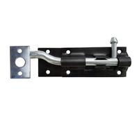 Keypak 100mm Necked Tower Bolt Black Specialised Offset Lock for Securing Gates & Shed Doors - Fixings Included