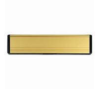 Keypak 12" (30.6cm) Sleeved Letter Box - Anti-Snap Flap & Draught Excluder for 20-40mm uPVC, Composite & Timber Doors (Black/Polished Gold)