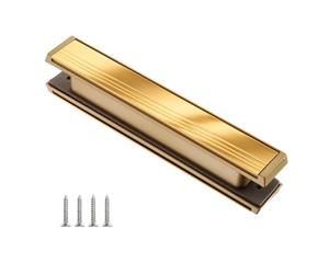 Keypak 12.83" (32.6cm) Slimline Door Letterplate - Fits 40-80mm UPVC, Composite & Timber Doors, Gold Frame & Flap, Adjustable Letter Box