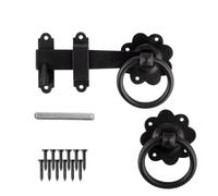 Keypak 150mm Black Smooth Ring Gate Garden Latch, Double Sided Install | 6" Outdoor Security with durable finish for Wooden Gates & Garden Sheds, Includes Matching Fixings
