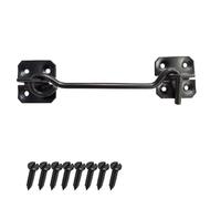 Keypak 150mm Wire Cabin Hook, Black Gate & Window Security Latch & Lock | Traditional Style Door & Garden Hardware, Hook and Eye with fixings included