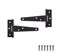 Keypak 2 Pack 100mm (4") T-Hinges Black Japanned, Durable Metal Tee Hinges with Rustproof Coating, Ideal for Shed Doors, Cabinets, Wooden Gates & Small Barn Doors