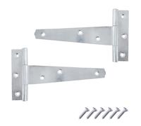 Keypak 2 Pack 100mm Outdoor T-Hinges Zinc Plated with Rustproof Coating | 4” Metal Tee Hinges Ideal for Wooden Gates, Barn, Garage & Shed Doors