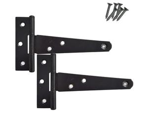 Keypak 2 Pack 150mm (6") T-Hinges Black Japanned, Metal Tee Hinges with Rustproof Coating, Ideal for Wooden Gates, Shed Doors, Barn Doors & External Use