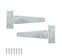 Keypak 2 Pack 150mm Outdoor T-Hinges Zinc Plated with Rustproof Coating | 6” Metal Tee Hinges Ideal for Large Wooden Gates, Barn, Garage & Shed Doors