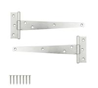 Keypak 2 Pack 250mm Outdoor T-Hinges Zinc Plated with Rustproof Coating | 10" Metal Tee Hinges Ideal for Large Wooden Gates, Barn, Garage & Shed Doors