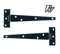 Keypak 2 Pack 300mm (12") T-Hinges Black Japanned, Metal Tee Hinges with Rustproof Coating, Ideal for Wooden Gates, Barn, Garage & Shed Doors