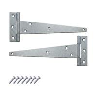 Keypak 2 Pack 300mm Outdoor T-Hinges Zinc Plated with Rustproof Coating | 12" Metal Tee Hinges Ideal for Large Wooden Gates, Barn, Garage & Shed Doors