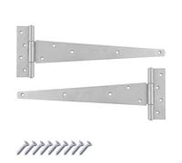 Keypak 2 Pack 400mm Outdoor T-Hinges Zinc Plated with Rustproof Coating | 16” Metal Tee Hinges Ideal for Large Wooden Gates, Barn, Garage & Shed Doors