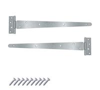 Keypak 2 Pack 450mm Outdoor T-Hinges Zinc Plated with Rustproof Coating | 18” Metal Tee Hinges Ideal for Large Wooden Gates, Barn, Garage & Shed Doors