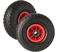 Keypak 2 x 10" Pneumatic Tyre 3.00-4, Pack of 2 Replacement Wheels for Wheelbarrow Sack Truck Hand Trolley Cart Trailer, 20mm Bore, 272kg Total Load Capacity (No Bearings)