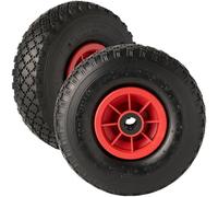 Keypak 2 x 10" Pneumatic Tyre 3.00-4, Pack of 2 Replacement Wheels for Wheelbarrow Sack Truck Hand Trolley Cart, 20mm Bore, 272KG Total Load Capacity (Roller Bearings)