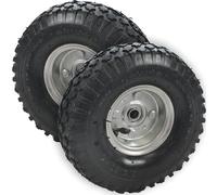 Keypak 2 x 10" Pneumatic Wheels 16mm Ball Bearing Bore 220kg Capacity | Pack of 2 Replacement Tyres for Sack Truck Hand Trolley Cart Trailer Wheelbarrow, Metal Hub,