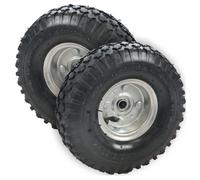 Keypak 2 X 10" Pneumatic Wheels, 16mm Ball Bearing Bore, Pack Of 2 Replacement Tyres For Sack Truck Hand Trolley Cart Trailer Wheelbarrow