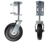 Keypak 200mm (8in) Flat-Free Spring-Loaded Gate Wheel, 100kg Swivel Castor | For Wooden & Metal Gates, Puncture-Proof Wheel, Heavy-Duty