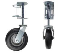 Keypak 200mm (8In) Flat-Free Spring-Loaded Gate Wheel, 100Kg Swivel Castor, Universal Mounting, Puncture-Proof