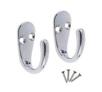 Keypak 2X Single Robe Coat Hooks With Screws, Chrome, Door & Wall Mountable (Pack Of 2)