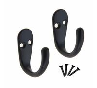Keypak 2X Single Robe Coat Hooks With Screws, Matte Black, Door & Wall Mountable (Pack Of 2)