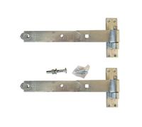 Keypak 300mm 12 Inch Heavy Duty Galvanised Hook and Band Tee Hinges - Straight Door Hinge for Wooden Gate - Fixing Included 1 Pair