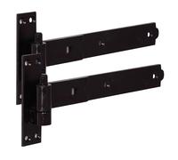 Keypak 300mm Hook and Band Hinges, Heavy Duty Cranked Hook & Band Gate Hinge, Shed Door Hardware - Black