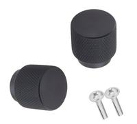 Keypak 30mm Knurled Round Cabinet Knobs Matte Black, Set Of 2, Wardrobe Drawer Cupboard Furniture Handles