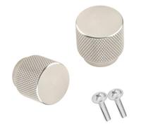 Keypak 30mm Knurled Round Cabinet Knobs Satin Nickel, Set Of 2, Wardrobe Drawer Cupboard Furniture Handles
