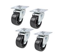 Keypak 30mm Swivel Castors 4 Pk - Black Plastic Plate Fixing, Rolls Smoothly On Carpet - For Lightweight Household Furniture