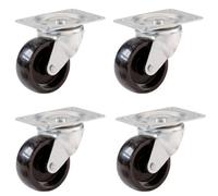 Keypak 32mm Swivel Castor Wheels, Metal Fixing Plate, 4 Pack - 18Kg Load, Plastic Wheel Easy-Roll For Chairs, Tables & Light Furniture