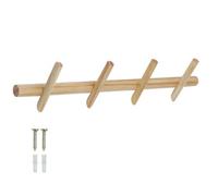 Keypak 4 Hook Floating Coat Rack 60Cm Pine Wood - Wall Mounted Space Saving Hanger For Coats, Scarfs, Bags & Everyday Accessories