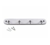 Keypak 4-Hook Wall-Mounted Key Tidy, Key Holder For Entryway Hallway Living Room, Chrome On White