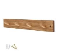 keypak 4 Hook Wooden Pine Wall-Mounted Coat Rack 46cm Wooden Rail