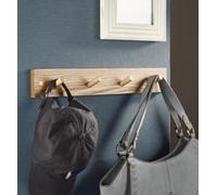 keypak 4 Hook Wooden Pine Wall-Mounted Coat Rack 46cm Wooden Rail | Hook Rail with 4 Heavy-Duty Hooks for Coats, Jackets & Hats, Fixings Included