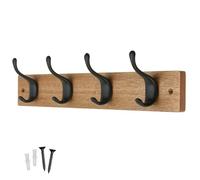 Keypak 4 Matte Black Coat Hooks on Ash Effect 46cm Board. 3.4kg Per Hook