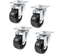 Keypak 40mm Swivel Castors - 4 Pack - Black Plastic Plate Fixing - For Lightweight Furniture - Rolls Smoothly On Carpeted Floors