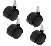 Keypak 40mm Twin Wheel Swivel Castors, Threaded Stem Fixing, Rolls On Carpet & Hard Floors - For Office Chair - 4 Pack